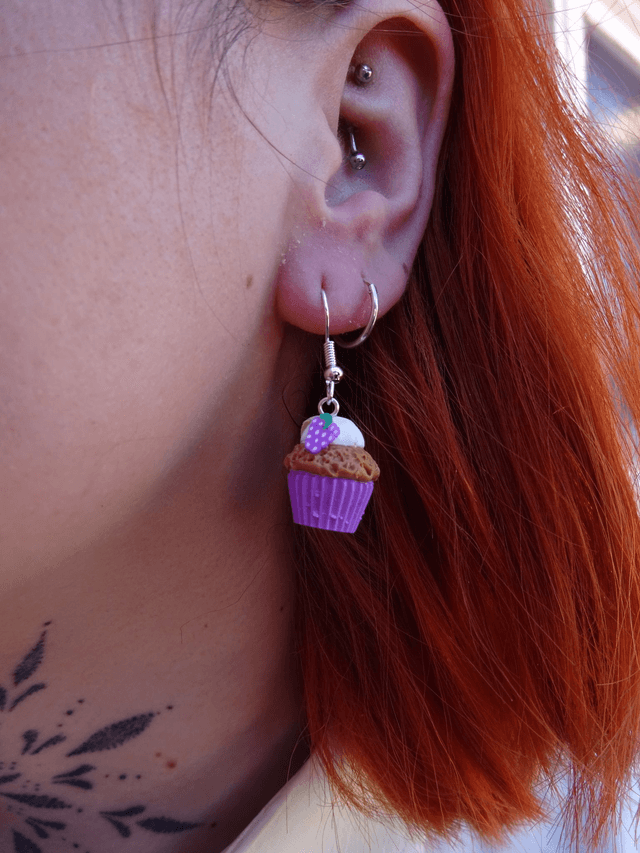 🧁Boucles d'oreilles - Cupcakes chocolat et bananes