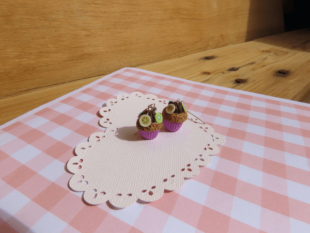 🧁Boucles d'oreilles - Cupcakes chocolat multi-fruits