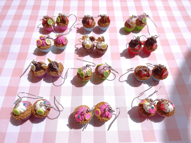 🧁 Boucles d'oreilles - Cupcakes aux pommes