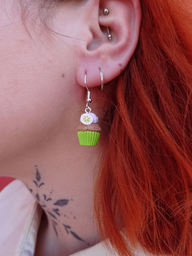 🧁Boucles d'oreilles - Cupcakes bananes citron 
