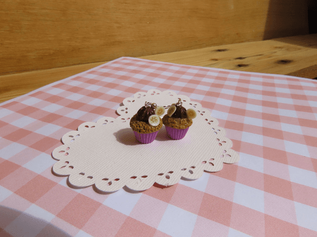 🧁Boucles d&#039;oreilles - Cupcakes chocolat et bananes