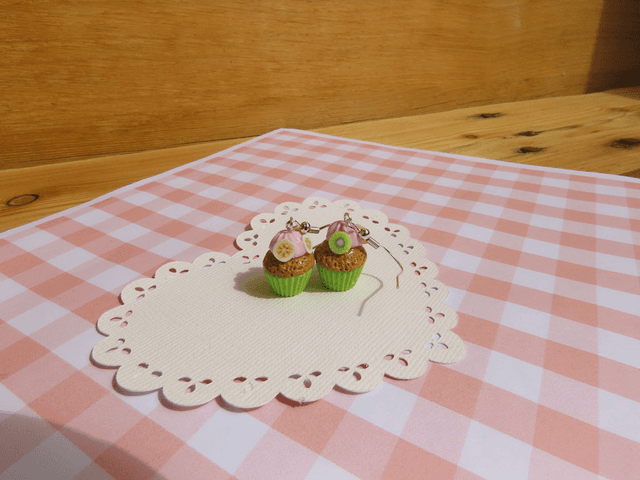 🧁Boucles d&#039;oreilles - Cupcakes bananes citron 